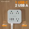 imageShort Extension Cord with Multiple Outlets 3 FT TESSAN Small Flat Plug Power Strip with 3 USB 1 USB C and Multi Outlets Surge Protector Charging Station for Office School Dorm Room EssentialsGrey White