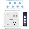 imageSmart Plug Outlet Extender Compatible with Alexa Google Home TESSAN WiFi Plug with 3 Smart Outlets 3 USB Ports Wall Surge Protector Power Strip 900J Voice and Smartlife Control Only 24 GHz WiFiWhiteGrey