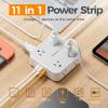 imageSurge Protector Power Strip TESSAN 15 FT White Extension Cord Flat Plug with 8 AC Outlets 3 USB Ports 1 USB C 900J Surge Protection 3 Sided Wall Mountable Outlet Extender for Office Dorm RoomGrey