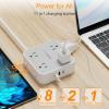 imageSurge Protector Power Strip TESSAN 15 FT White Extension Cord Flat Plug with 8 AC Outlets 3 USB Ports 1 USB C 900J Surge Protection 3 Sided Wall Mountable Outlet Extender for Office Dorm RoomGrey