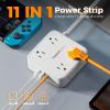 imageSurge Protector Power Strip TESSAN 15 FT White Extension Cord Flat Plug with 8 AC Outlets 3 USB Ports 1 USB C 900J Surge Protection 3 Sided Wall Mountable Outlet Extender for Office Dorm RoomWhite