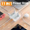 imageSurge Protector Power Strip TESSAN 15 FT White Extension Cord Flat Plug with 8 AC Outlets 3 USB Ports 1 USB C 900J Surge Protection 3 Sided Wall Mountable Outlet Extender for Office Dorm RoomGrey