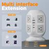 imageSurge Protector Power Strip Tower TESSAN 10 ft Flat Extension Cord with Multiple Outlets 8 AC Outlets 4 USB Ports 1 USB C Charging Station with Surge Protection for Home Office Dorm BlackGrey