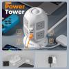 imageSurge Protector Power Strip Tower TESSAN 10 ft Flat Extension Cord with Multiple Outlets 8 AC Outlets 4 USB Ports 1 USB C Charging Station with Surge Protection for Home Office Dorm BlackGrey