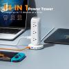 imageSurge Protector Power Strip Tower TESSAN Flat Plug Extension Cord 6 FT Charging Station with 9 Outlets and 4 USB2 USB C 900J Surge Protection for Office Home Dorm Room Desk Accessories