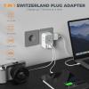 imageSwitzerland Power Adapter 2 Pack TESSAN Type J Adaptor with 4 Outlets 3 USB Charging Ports1 USB C Swiss Travel Plug for US to Switzerland Liechtenstein RwandaType J  Switzerland