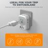 imageSwitzerland Power Adapter 2 Pack TESSAN Type J Adaptor with 4 Outlets 3 USB Charging Ports1 USB C Swiss Travel Plug for US to Switzerland Liechtenstein RwandaType J  Switzerland