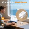 imageTESSAN Cruise Essentials Flat Plug Power Strip 5 Ft Extension Cord with 3 USB 1 USB C 3 Outlets Small Charging Station Non Surge Protector for Cruise Ship Travel Dorm Home Office White