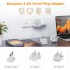 imageTESSAN European UK Travel Plug Adapter Kit Universal Detachable Travel Adapter with 3 USB 1 PD 20W and 3 AC Outlets Type C G E F Europe Ireland Power Adaptor US to EU Italy France Greece Spainwhitegrey