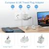 imageTESSAN European UK Travel Plug Adapter Kit Universal Detachable Travel Adapter with 3 USB 1 PD 20W and 3 AC Outlets Type C G E F Europe Ireland Power Adaptor US to EU Italy France Greece SpainWhiteGrey