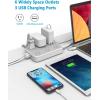 imageTESSAN Flat Extension Cord 10 FT with Flat Plug Power Strip Small Extension Cord with 6 AC Outlet 1 USB C and 2 USB A 1080J Surge Protector Power Strip Wall Mount for Dorm Room Office HomeGray