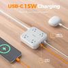 imageTESSAN Flat Plug Extension Cord 5 Ft TESSAN Surge Protector Power Strip Ring Pull with 3 USB 1 USB C 4 Outlets 900 Joules Protection Desktop Charging Station for Home Office College Dorm RoomGrey