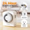 imageTESSAN Outlet Timer Mechanical 24Hour Light Timers for Electrical Outlets Indoor Dual 3Prong Sockets 30Minute Intervals for Lamps Christmas Lights Fans 2 PackGraywhite 2 Pack