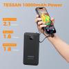 imageTESSAN Portable Charger with Built in Cables 10000mAh Power Bank Fast Charging with Foldable Wall Plug Charger 20W Compact Battery Pack Travel Essentials for iPhone 1615 Series Samsung TabletsBlack