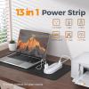imageTESSAN Surge Protector Power Strip 10 Ft Extension Cord 10 AC Outlet Extender with 3 USB 1 USB C Flat Extension Cord with Multiple Outlets Flat Plug Power Strip for Home Office Dorm Essentials