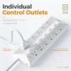 imageTESSAN Surge Protector Power Strip 6 Individual Switches and 12 Outlets 6 FT Extension Cord with Multiple Outlets 1875W Max Desktop Power Strip 1700J Surge Protection Mountable Design for Officewhitegrey