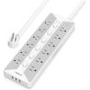 imageTESSAN Surge Protector Power Strip 6 Individual Switches and 12 Outlets 6 FT Extension Cord with Multiple Outlets 1875W Max Desktop Power Strip 1700J Surge Protection Mountable Design for Officewhitegrey