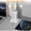 imageTESSAN Surge Protector Power Strip Tower Flat Plug Extension Cord 10 Ft with 8 AC Multiple Outlets 4 USB Ports 1 USB C 1050J Protection Desk Charging Station for Home Office Supplies Dorm RoomGrey