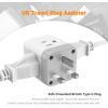 imageTESSAN US to UK Plug Adapter Type G UK Travel Plug Adapter Ireland Scotland Dubai Power Adaptor with 3 Outlets and 2 USB Ports USA to England London British Qatar Kenya Outletgrey white