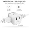 imageTESSAN US to UK Plug Adapter Type G UK Travel Plug Adapter Ireland Scotland Dubai Power Adaptor with 3 Outlets and 2 USB Ports USA to England London British Qatar Kenya OutletWhite Gray  Type I