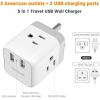 imageTESSAN US to UK Plug Adapter Type G UK Travel Plug Adapter Ireland Scotland Dubai Power Adaptor with 3 Outlets and 2 USB Ports USA to England London British Qatar Kenya Outletgrey white