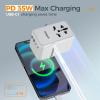 imageTESSAN Universal Travel Adapter 35W International Plug Adapter Builtin 1 USB C Cable 4 USB Ports Travel Adaptor Worldwide for US to European EU UK AUS IrelandType CGAIgreywhite