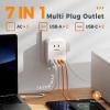 imageUSB C Charger Block TESSAN Wall Charger Plug with 3 AC and 4 USB Charging Ports 2 Prong Outlet Extender Multi Power Adapter for Multiple Devices Office Home Dorm Essentials