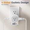 imageUSB Wall Charger TESSAN Outlet Splitter with 4 AC Outlets Extender and 3 Charger 2 USB C Blocks Multi Plug Expander Charging Station for Cruise Home Office Dorm Room EssentialsGrey
