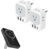 image2 Pack European Plug Adapter USB C TESSAN US to Europe Plug Adapter with 4 Outlets 3 USB Charger Type C Power Adaptor to Italy Spain France Portugal Iceland Germany Gray White with portable Charger