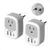 image2 Pack European Travel Plug Adapter TESSAN US to Europe Plug Adapter with 3 USB Ports 1 USB C Type C Power Outlet for EU International Italy Iceland Spain France Germanywhite grey  Type C