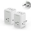 image2 Pack European Travel Plug Adapter TESSAN US to Europe Power Adapter 3 Outlets 3 USB Ports1 USB C Type C Adaptor for USA to EU Germany Iceland Spain Italy France International Essentials