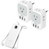 image2 Pack European Travel Plug Adapter USB C TESSAN US to Europe Plug Adapter with 4 Outlets 3 USB Charger 1 USB C Port with Portable Phone Charger with Built in Cables 10000mAh Power Bank