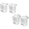 image2 Pack European Travel Plug Adapter USB C TESSAN US to Europe and Germany Plug Adapter with 4 Outlets 3 USB Charger 1 USB C Port