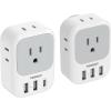image2 Pack Multi Plug Outlet Extender with USB TESSAN Electrical 4 Box Splitter 3 USB Wall Charger Multiple Charging Station for Cruise Travel Office Dorm Essentials