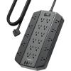 image4000J Surge Protector Power Strip TESSAN 22 Outlets Heavy Duty Extension Cord with 4 USB Ports 2 USB C 1875W 15A Flat Plug Charging Station for Home Office Gaming Room PC Dorm BlackBlack