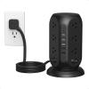 imageBlack Surge Protector Power Strip with 4 Individual Switches TESSAN USB C Charging Station Power Tower with Flat Extension Cord 10 Ft 12 Outlets Black Extension Cord Dorm Room Office AccessoriesBlack
