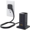 imageCharging Station 30W TESSAN 9in1 Charger Blocks for iPhone 16151413 Tablets Earphone with Surge Protector 5ft Flat Extension Cord with 4 USB A and 2 USB C for Home Office Dorm BlackBlack