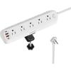 imageDesk Clamp Power Strip 6Ft TESSAN Flat Extension Cord with Multiple Outlets 10 Outlets with 4 USB 2 USB C Flat Plug 1625W Charging Station for Gaming Cruise Travel Office Dorm Room White
