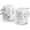 imageEuropean Travel Plug Adapter 2 Packs TESSAN Europe International Power Adaptor with 4 Outlets 3 USB Charging Ports 1 USB C Type C Plug for Germany Iceland Spain Italy FranceGrey white Type D