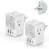 imageEuropean Travel Plug Adapter 2 Packs TESSAN Europe International Power Adaptor with 4 Outlets 3 USB Charging Ports 1 USB C Type C Plug for Germany Iceland Spain Italy FranceGray whiteType E F