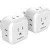 imageMulti Plug Outlet Extender TESSAN Multiple Plug Splitter with 4 Electrical Outlets 2 Packs Wall Tap Power Expander for Cruise Ship Home Office Dorm Room Essentials WhiteWhite
