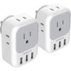 imageMultiple Plug Outlet Splitter with USB Wall Charger TESSAN 4 Electrical Outlet Extender with 3 USB Ports Wall Charger Block for Cruise Dorm Essentials Home Office 2 Pack