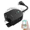 imageOutdoor Smart Plug Waterproof TESSAN Smart WiFi Outlet Compatible with Alexa Google Assistant 2 Individual Sockets Outside Power Strip with Switch 24GHz WiFi Only for Lights and 2HP Pool PumpFrosted Black