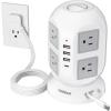 imageSurge Protector Power Strip Tower TESSAN 10 ft Flat Extension Cord with Multiple Outlets 8 AC Outlets 4 USB Ports 1 USB C Charging Station with Surge Protection for Home Office Dorm BlackGrey