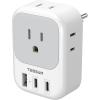 imageTESSAN European Travel Plug Adapter Type C Power Adaptor with 4 AC Outlets 3 USB Ports 2 USB C Europe Outlet Adapter for USA to EU Euro International Italy Iceland Spain France Greece GermanygreywhiteType J