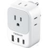 imageTESSAN European Travel Plug Adapter Type C Power Adaptor with 4 AC Outlets 3 USB Ports 2 USB C Europe Outlet Adapter for USA to EU Euro International Italy Iceland Spain France Greece GermanywhitegrayType D