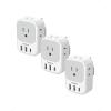 imageTESSAN European Travel Plug Adapter USB C 3 Pack US to Europe Plug Adaptor with 4 AC Outlets 3 USB Charging Ports Type C Power Adapter for USA to EU Euro Spain France Iceland Italy Germany GreeceGreyType G