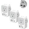 imageTESSAN European Travel Plug Adapter USB C 3 Pack US to Europe Plug Adaptor with 4 AC Outlets 3 USB Charging Ports Type C Power Adapter for USA to EU Euro Spain France Iceland Italy Germany GreecegraywhiteType G