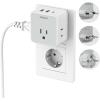 imageTESSAN European UK Travel Plug Adapter Kit Universal Detachable Travel Adapter with 3 USB 1 PD 20W and 3 AC Outlets Type C G E F Europe Ireland Power Adaptor US to EU Italy France Greece Spaingreywhite