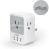 imageTESSAN Germany France Travel Power Adapter Schuko Plug Adaptor with 4 Outlets 3 USB 1 USB C Port Type EF Plug for US to European Europe German French Spain Iceland Portugal KoreaGreyWhiteType A